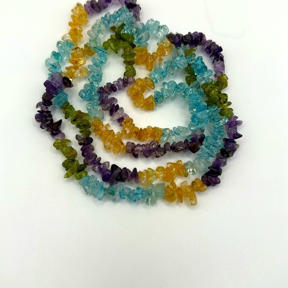 Amethyst Citrine Peridot Beaded Necklace, Mix Semi Gemstone jewelry 35” Necklace - Picture 3 of 3